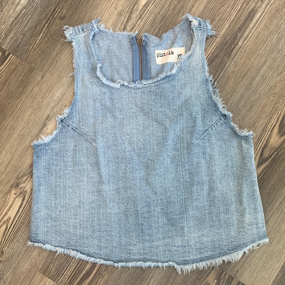 Pistola Denim Zip-Up Crop Top